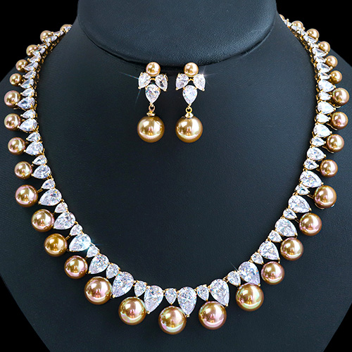 Yellow - German Silver Fabart Necklace Set 24