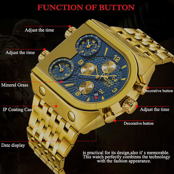 CLASSIC CHRONOGRAPH 18K GOLDPLATED WATER RESISTANT