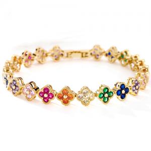 NEW! CREATED MIX COLOR SAPPHIRE 18K YELLOW GOLD PLATED GERMAN SILVER BRACELET