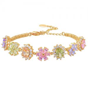 NEW! CREATED MIX COLOR SAPPHIRE 18K YELLOW GOLD PLATED GERMAN SILVER BRACELET