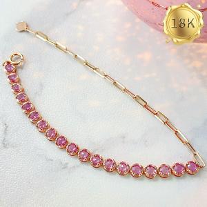 LUXURY COLLECTION ! 2.20 CT GENUINE PINK SAPPHIRE 18KT SOLID GOLD BRACELET