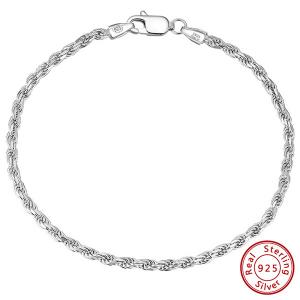 PURE 925 ITALY STERLING SILVER MENS ROPE CHAIN BRACELET