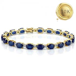 17.00 CT LAB GROWN SRI LANKA SAPPHIRE & 3/4 CT LAB GROWN DIAMOND (VS CLARITY) 10KT SOLID GOLD BRACELET
