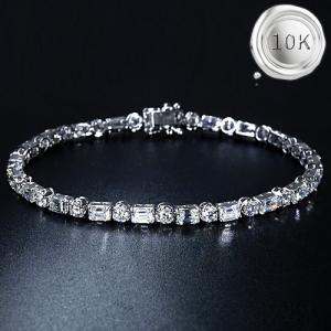 DAZZLING ! 8.10 CT DIAMOND MOISSANITE (G-H/VVS) 10KT SOLID GOLD TENNIS BRACELET