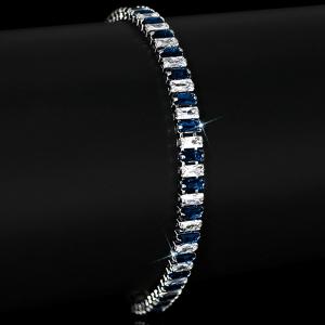 NEW! CREATED SAPPHIRE 18K WHITE GOLD PLATED GERMAN SILVER BRACELET