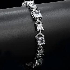 NEW! CREATED WHITE SAPPHIRE 18K WHITE GOLD PLATED GERMAN SILVER BRACELET
