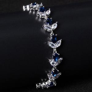 NEW! CREATED SAPPHIRE 18K WHITE GOLD PLATED GERMAN SILVER BRACELET
