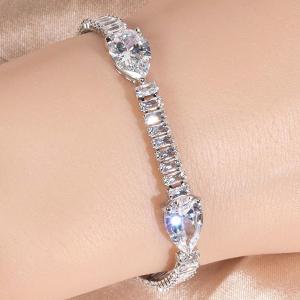 NEW! CREATED WHITE SAPPHIRE 18K WHITE GOLD PLATED GERMAN SILVER BRACELET