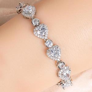 NEW! CREATED WHITE SAPPHIRE 18K WHITE GOLD PLATED GERMAN SILVER BRACELET