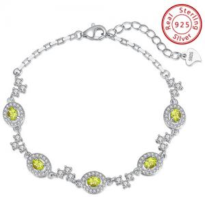 SCINTILLATING !  CT PERIDOT 925 STERLING SILVER BRACELET
