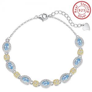 SCINTILLATING !  CT BLUE TOPAZ 925 STERLING SILVER BRACELET