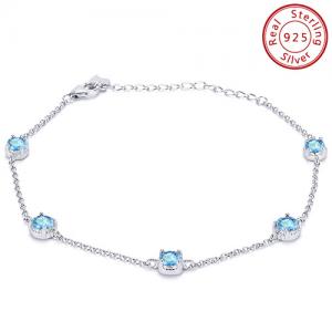 SCINTILLATING !  BLUE TOPAZ 925 STERLING SILVER BRACELET