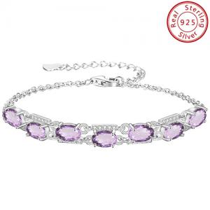 SCINTILLATING ! AMETHYST 925 STERLING SILVER BRACELET