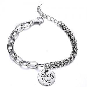 NEW! ANTIQUE STYLE LUCKY GIRL 925 STERLING SILVER BRACELET