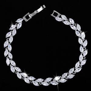 4.00 CT CREATED WHITE SAPPHIRE 18K GOLD PLATED GERMAN SILVER BRACELET