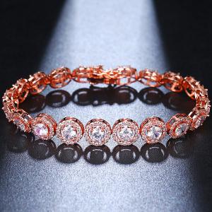 NEW! SPARKLING CREATED WHITE SAPPHIRE 18K ROSE GOLD PLATED GERMAN SILVER BRACELET