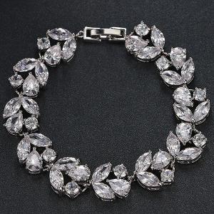NEW! SPARKLING CREATED WHITE SAPPHIRE 18K WHITE GOLD PLATED GERMAN SILVER BRACELET