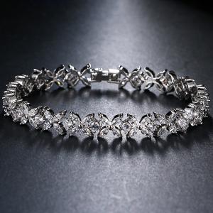 NEW! SPARKLING CREATED WHITE SAPPHIRE 18K WHITE GOLD PLATED GERMAN SILVER BRACELET