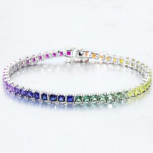 LUXURY COLLECTION ! WOMENS 14K WHITE GOLD OVER SOLID STERLING SILVER 8.80 CT GRADIENT LAB GROWN COLOR DIAMOND TENNIS BRACELET