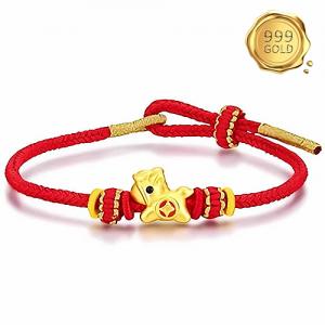 AWESOME ! 999 PURE GOLD LUCKY HORSE 24KT SOLID GOLD WOVEN BRACELET