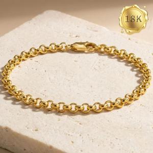 22CM 6.2G AU750 MENS ROLO CHAIN 18KT SOLID GOLD BRACELET