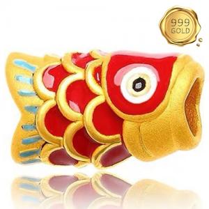 AWESOME ! 999 PURE GOLD GOLD FISH 24KT SOLID GOLD CHARM