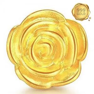 AWESOME ! 999 PURE GOLD ROSE 24KT SOLID GOLD CHARM