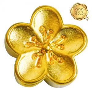 AWESOME ! 999 PURE GOLD PEACH BLOSSOM 24KT SOLID GOLD CHARM