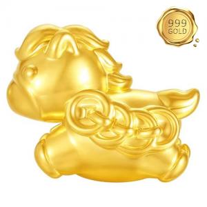 AWESOME ! 999 PURE GOLD LUCKY HORSE 24KT SOLID GOLD CHARM