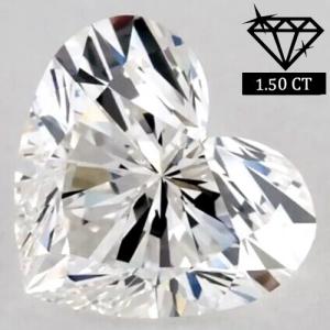 Guaranteed lowest price on Internet ! 1.50 ct. tw. Genuine Heart Brilliant Cut Diamond (Lab-grown) - EX (IDeal Cut) F-G VVS-VS Loose Diamond-Tested Diamond with Tester