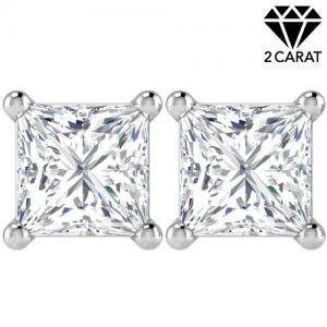 (CERTIFICATE REPORT) 2.00 CT DIAMOND MOISSANITE (D/VVS) 10KT SOLID GOLD EARRINGS STUD