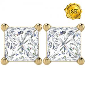 READY TO SHIP !(CERTIFICATE REPORT) 2.00 CT DIAMOND MOISSANITE (D/VVS) 18KT SOLID GOLD EARRINGS STUD