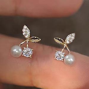 NEW! MOTHER OF PEARL & CREATED WHITE SAPPHIRE 925 STERLING SILVER EARRINGS