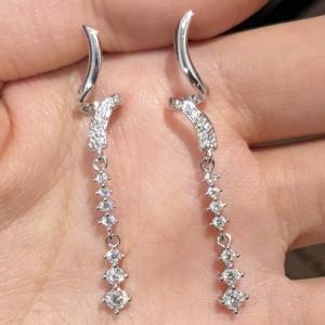 NEW! 1.00 CT DIAMOND MOISSANITE 14K WHITE GOLD OVER STERLING SILVER EARRINGS