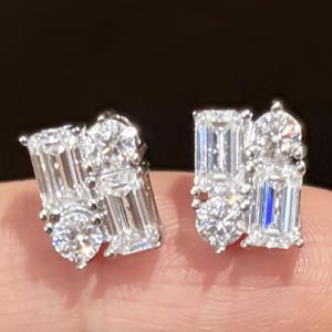 NEW! 2.40 CTW DIAMOND MOISSANITE 14K WHITE GOLD OVER STERLING SILVER EARRINGS