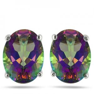 AWESOME ! 0.76 CT MYSTIC GEMSTONE 925 STERLING SILVER EARRINGS STUD