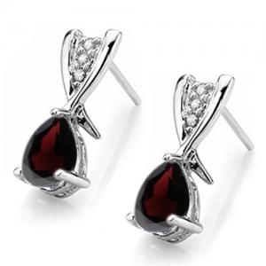 ADORABLE ! WOMENS 14K WHITE GOLD OVER SOLID STERLING SILVER DIAMONDS &1.00 CT GARNET EARRINGS STUD