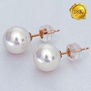 EXCLUSIVE! 6MM FRESHWATER PEARL 18KT SOLID GOLD EARRINGS STUD