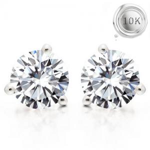 CHARMING ! 1.00 CT DIAMOND MOISSANITE (HEART & ARROWS CUT/VVS) 10KT SOLID GOLD EARRINGS STUDS