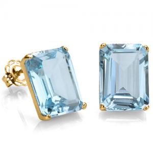 LOVELY ! 8.24 CT BABY SWISS BLUE TOPAZ 10KT SOLID GOLD EARRINGS STUD