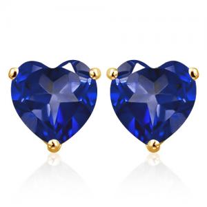 AWESOME ! 2.00 CT LAB TANZANITE 10KT SOLID GOLD EARRINGS STUD