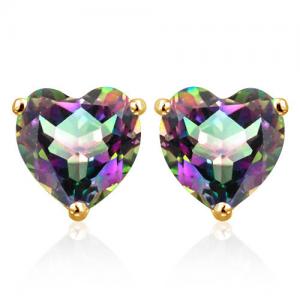 BRILLIANT ! 1.45 CT MYSTIC GEMSTONE 10KT SOLID GOLD EARRINGS STUD