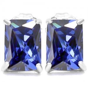 ELEGANT ! 3.23 CT LAB TANZANITE 10KT SOLID GOLD EARRINGS STUD