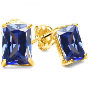 IDEAL ! 3.23 CT LAB TANZANITE 10KT SOLID GOLD EARRINGS STUD
