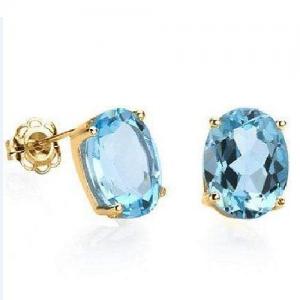 BEAUTIFUL ! 1.00 CT BABY SWISS BLUE TOPAZ 10KT SOLID GOLD EARRINGS