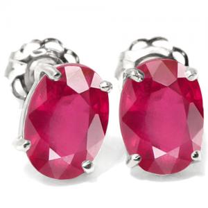 ADORABLE ! 3.00 CT EUROPEAN RUBY 10KT SOLID GOLD EARRINGS STUD