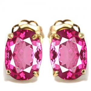 3.50 CT IMPERIAL PINK TOPAZ 10KT SOLID GOLD EARRINGS STUD