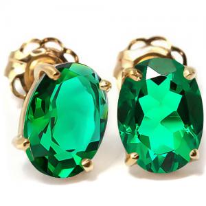 VS CLARITY ! 3.00 CT EUROPEAN EMERALD 10KT SOLID GOLD EARRINGS STUD