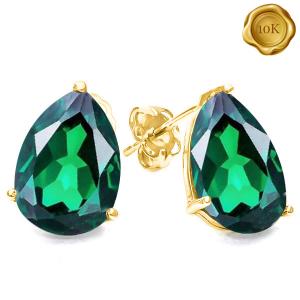 VS CLARITY ! 1.05 CT EUROPEAN EMERALD 10KT SOLID GOLD EARRINGS STUD