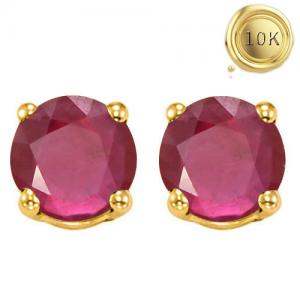 ELEGANT ! 1.71 CT AFRICAN RUBY 10KT SOLID GOLD EARRINGS STUD